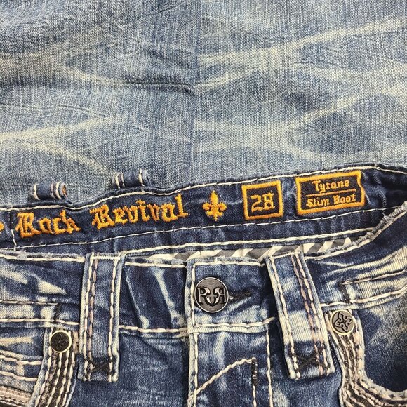 NEW Rock Revival Tyrone Slim Boot Denim Jeans Size 28x32 Blue - Picture 4 of 5